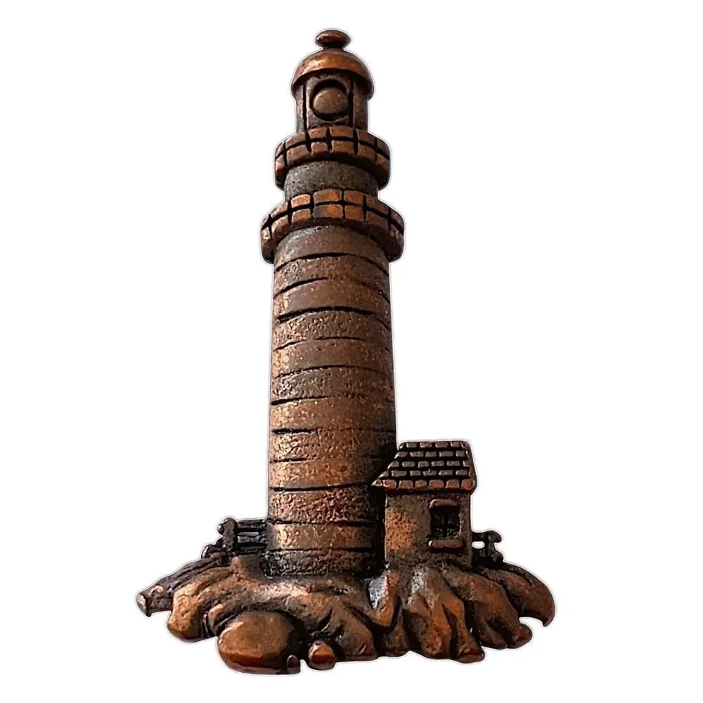 JJ Jonette Lighthouse Pin Brooch Copper Color Metal Vintage 90s Coastal Nautical